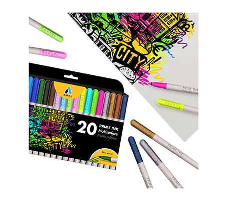 ADEL Prime Ink Multisurface Markör 20 li Karma Renkler